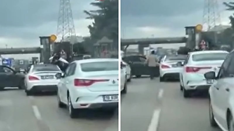 معركة عنيفة بين قائدي مركبات على طريق عام .. فيديو