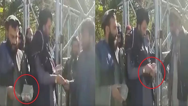 فيديو.. عناصر طالبان يقدمون رشوة لقوات نجل أحمد شاه مسعود في بنجشير