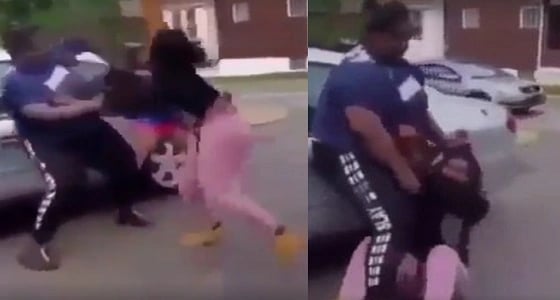 بالفيديو.. إمرأة بدينة تعتدي على فتاتين بالضرب المبرح