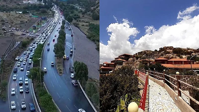 لقطات جوية مذهلة تخطف الأنظار لأجواء الشفا المنفردة بالطائف .. فيديو