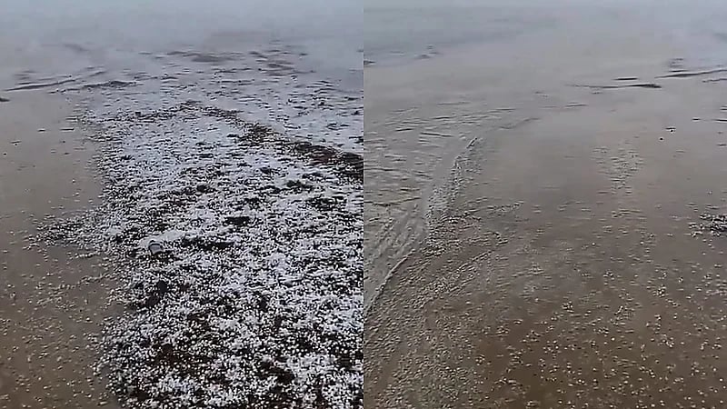 سيل من البرد يزين صباح الدوادمي في السابع من رمضان .. فيديو