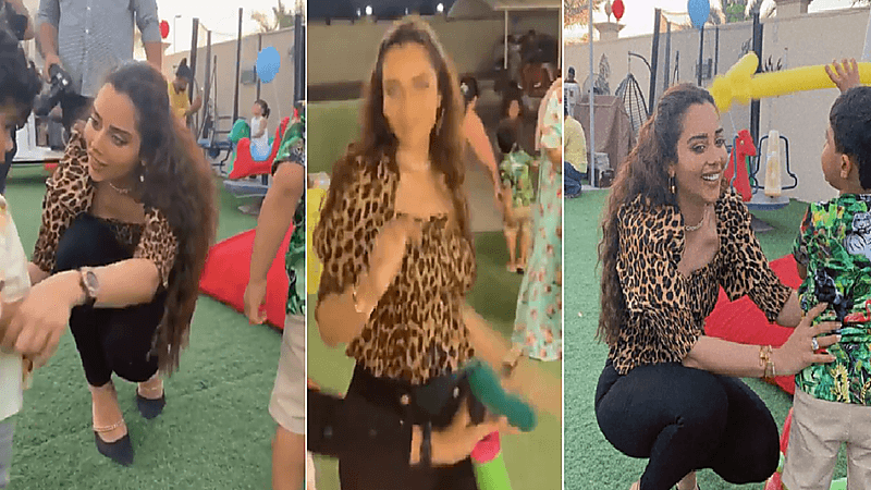 شاهد.. رقصة مثيرة لـ " بلقيس" في عيد ميلاد ابنها
