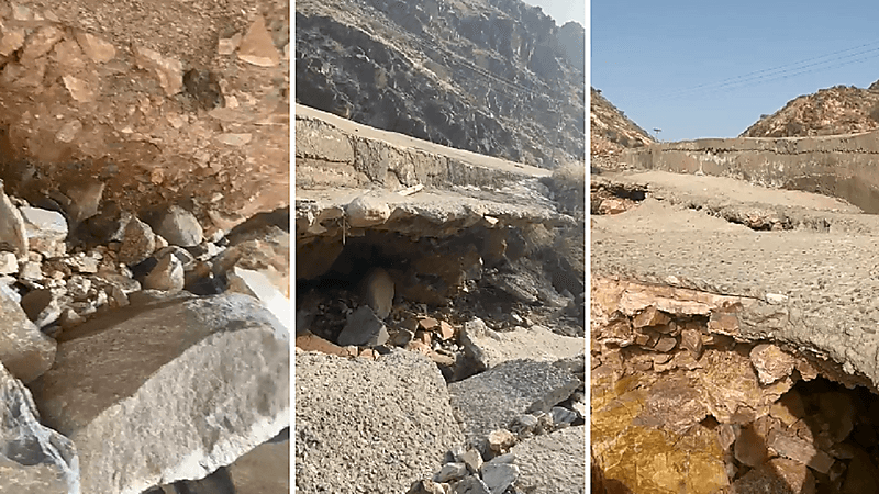 بالفيديو والصور.. كهوف وانجراف للتربة بعقبة كساب ينذر بانهيار الأسفلت ويهدد سالكيه