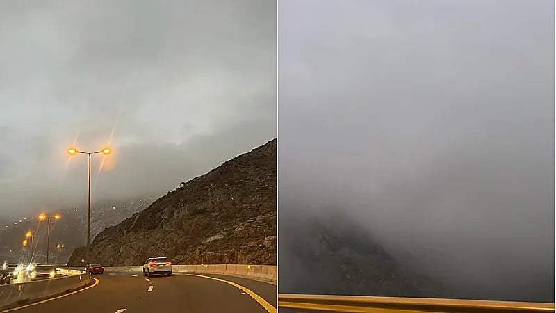 شاهد .. نزول الضباب اليوم على هدا الطائف