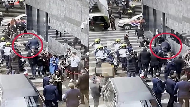 بالفيديو .. لحظة إيقاف شاب حاول الهجوم على ماكرون