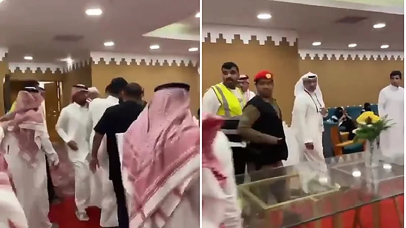 شاهد .. اشتباكات بين جماهير الرائد ورئيس النادي فهد المطوع