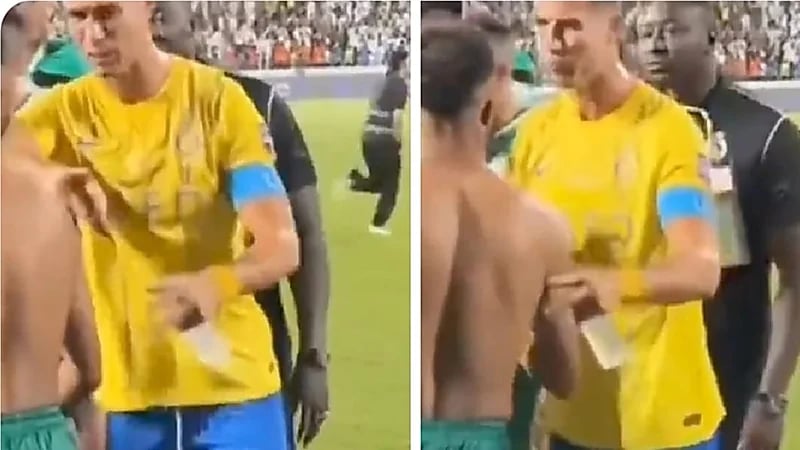 رونالدو يرفض تلبية طلب لاعب الرجاء المغربي بعد نهاية المباراة .. فيديو