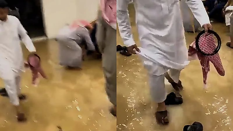 السيول تداهم إحدى المناسبات  ..  فيديو