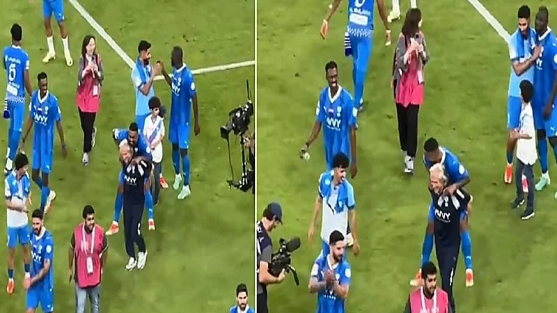 جيسوس يحمل مالكوم على ظهره .. فيديو