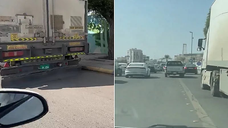 رصد شاحنة أجنبية تعرقل الطريق قرب مسجد قباء .. فيديو