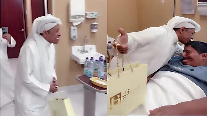 "كفتة" يفاجئ طارق العميري بزيارة في المستشفى.. فيديو
