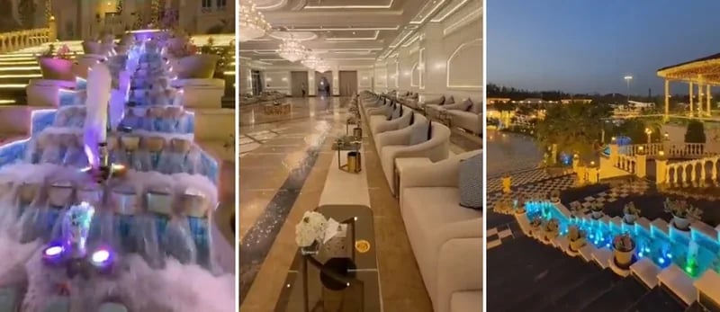 مجالس فخمة ونافورات ملونة تخطف الأنظار من داخل قصر عبدالله العثيم .. فيديو