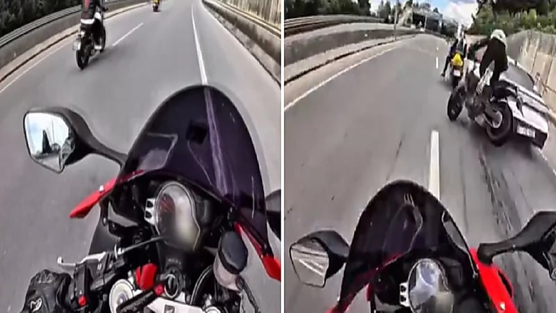 مياه صرف صحي تسبب في حادث اصطدام مروع لسيارة و 3 دراجات.. فيديو