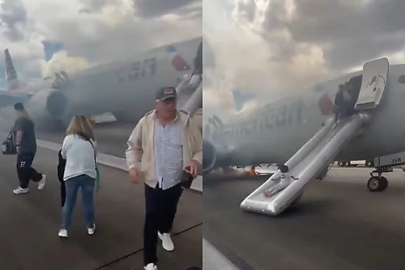 حريق طائرة تابعة لشركة الخطوط الجوية الأمريكية في مطار دنفر الدولي.. فيديو