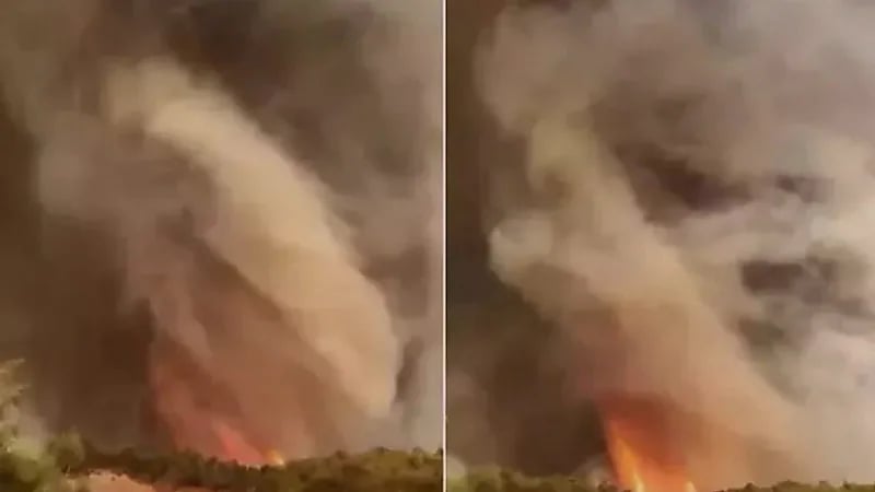 مشهد مروع لإعصار ناري نادر في بيله جك التركية.. فيديو