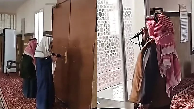 مواطن في ميكروفون مسجد بعد إغلاق الباب عليه: افتحوا لنا يا حارة .. فيديو