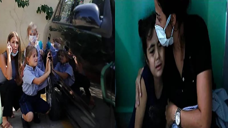 بالصور.. أطفال لبنان يحتمون بالسيارات خوفًا من إطلاق النار