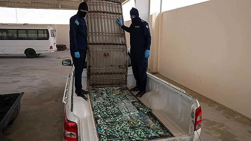 إحباط محاولة تهريب أكثر من 114 كيلو جراماً من الحشيش في منفذ الربع الخالي .. فيديو