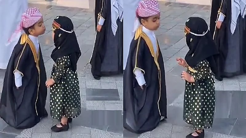 الفطرة السليمة لطفلة ترفض تقبيل طفل لها ببراءة .. فيديو