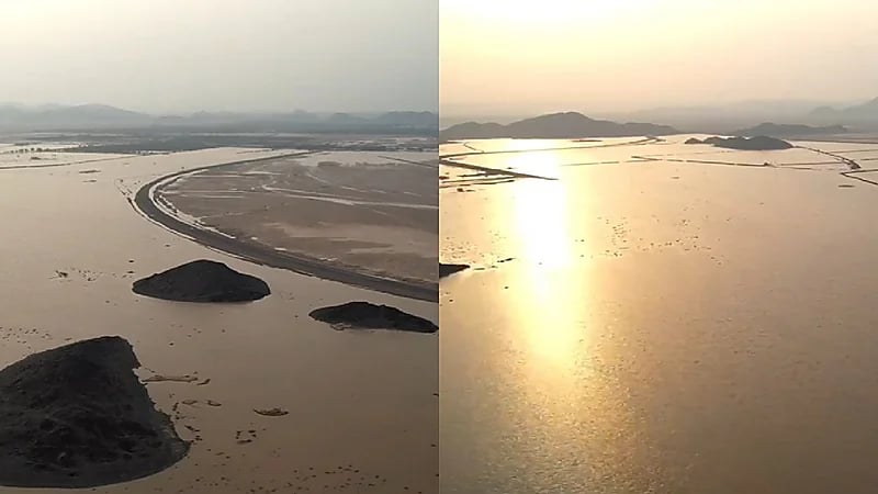 مشاهد جوية ترصد تأثير الحالة الماطرة بالمدينة المنورة