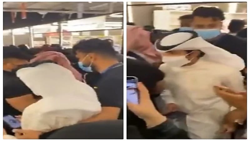 شاهد.. زحام وتدافع محبي الشاعر شريان الديحاني أثناء استقباله في معرض الكتاب 