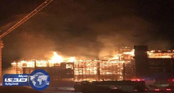 بالفيديو والصور.. حريقا مروعا يلتهم مستشفى تحت الإنشاء ببريدة