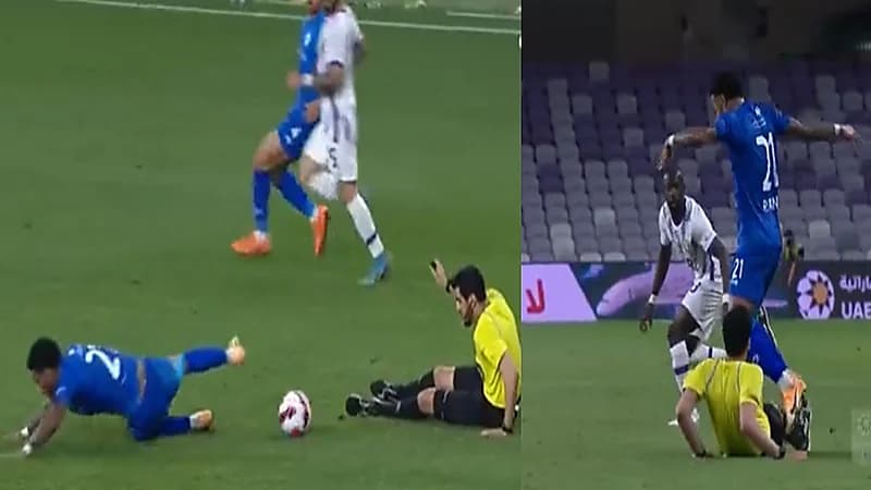 فيديو..حكم في الدوري الإماراتي يرتكب "فاول" واللاعبون يطالبونه بإنذار نفسه!
