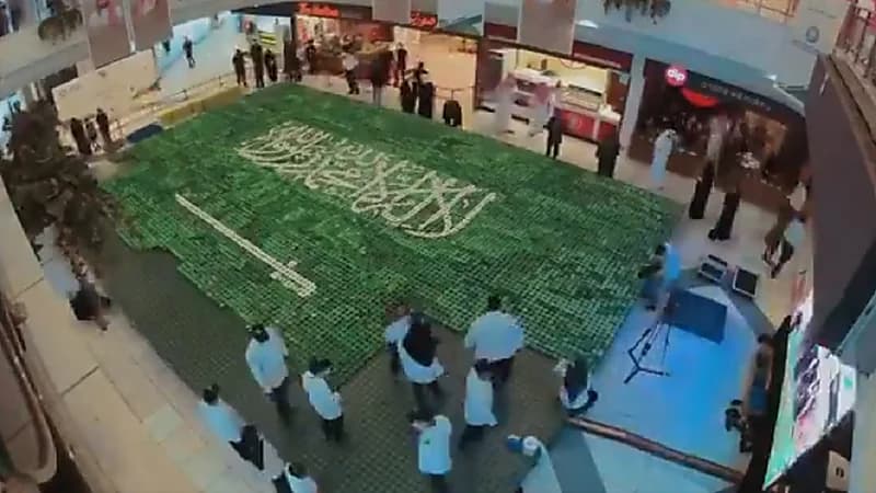 بالفيديو.. رسم علم المملكة بـ 15 ألف قطعة "كب كيك" بالمنطقة الشرقية