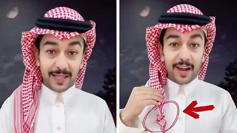 السردي يوضح معنى حركة ربط طرف الشماغ ورمزيته عند البدو .. فيديو