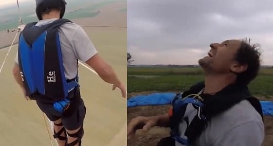 بالفيديو.. متهوران يقفزان من أعلى برج كهرباء