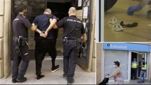 لص يسطو على بنك بمسدس لعبة