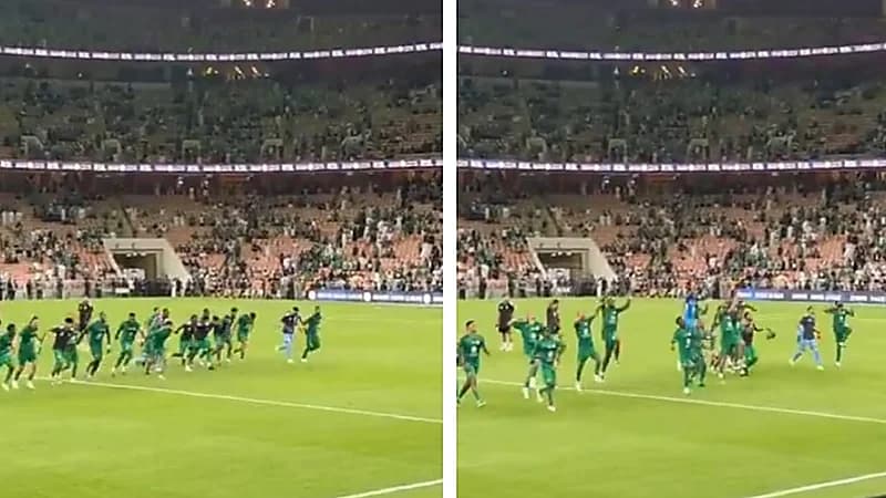 لاعبو الأهلي يحتفلون مع الجماهير بعد الفوز على نيوم .. فيديو