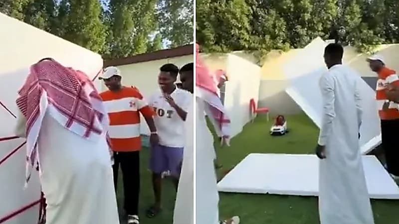 شاب يحزن بعد مقلب أصدقائه له بإهدائه سيارة .. فيديو