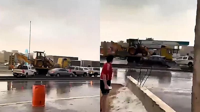 شاحنة تُطيح بعدة مركبات ومواطن يوثق الحادث بالصدفة .. فيديو