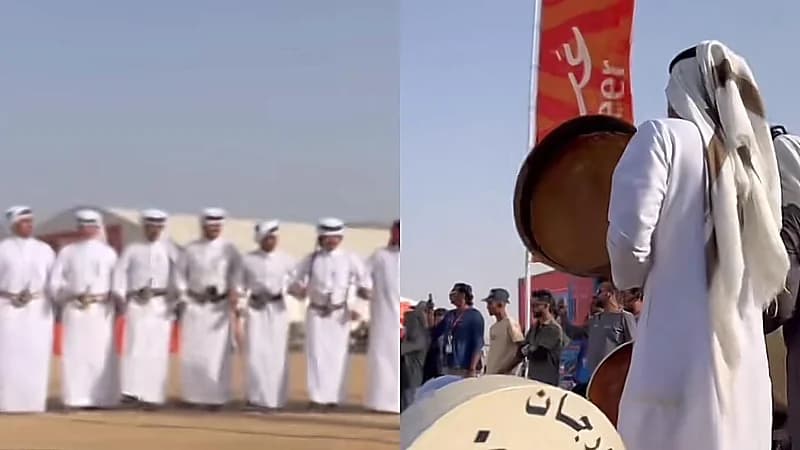 أهالي عسير يستقبلون رالي داكار السعودية بالعرضة ودق الطبول .. فيديو