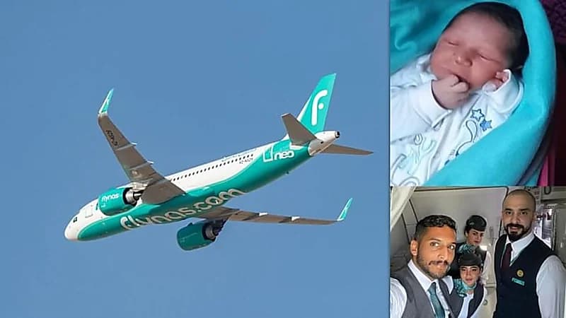 سيدة تضع مولودها على متن طائرة ناس