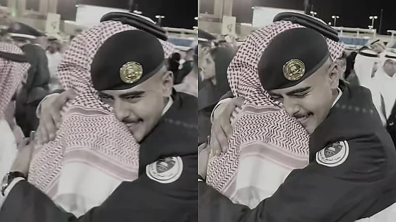 لحظات دافئة جمعت المفرج مع ابنه فن حفل تخرجه من كلية الملك فهد الأمنية.. فيديو