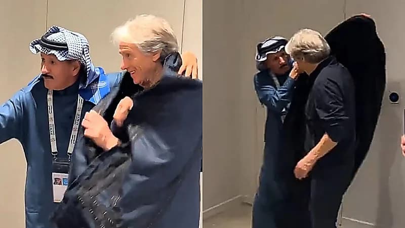 لبرودة طقس حائل .. الفريان يُهدي جيسوس "فروه" .د فيديو