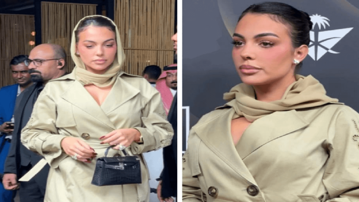 جورجينا تشعل أسبوع الموضة بالرياض بإطلالة محتشمة .. فيديو وصور