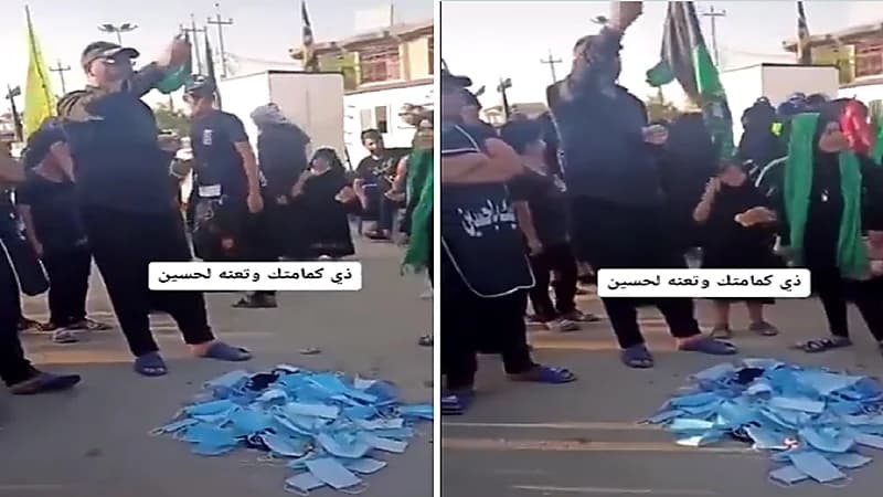 بالفيديو .. مشهد صادم لعراقي يدعو لخلع الكمامات وسيدات ورجال يتفاعلون معه