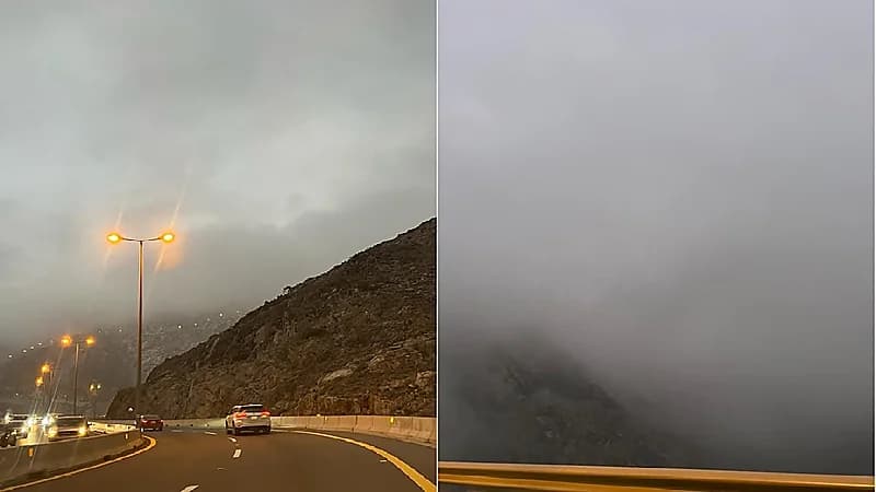 شاهد .. نزول الضباب اليوم على هدا الطائف