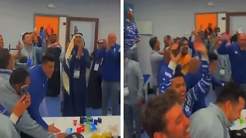 شاهد.. فرحة لاعبي الهلال داخل غرفة تغيير الملابس