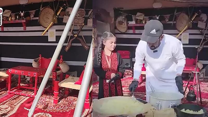 مواطن يحول ساحة منزله لمطعم بمساعدة زوجتيه.. فيديو