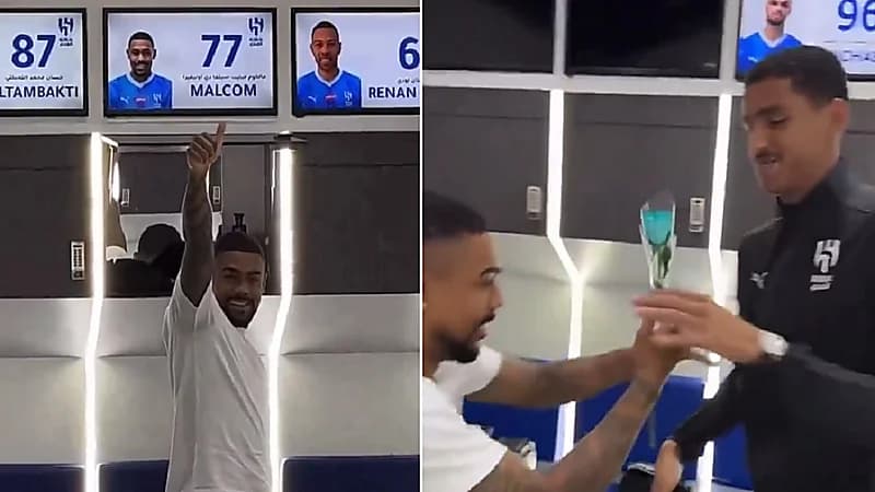 البليهي يمازح مالكوم وأبو راسين بزهرة احتفالا بحلول رمضان .. فيديو