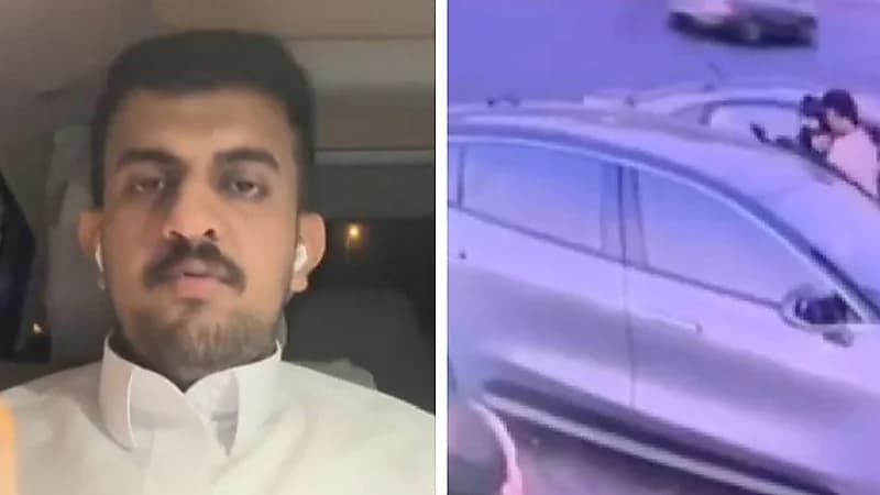 فهد البلوي يروي قصة إنقاذه لطفلة تحركت بها السيارة بعدما تركتها والدتها قيد التشغيل .. فيديو