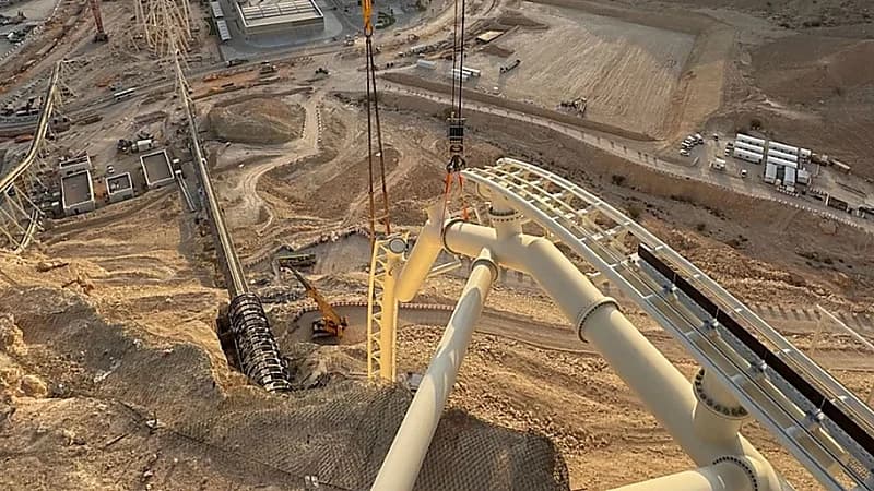 الانتهاء من تركيب مسار أفعوانية رحلة الصقر بمتنزه 6 فلاجز