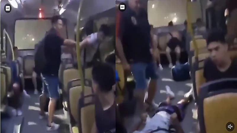 رجل ينقذ فتاة صغيرة من محاولة تحرش في حافلة.. فيديو