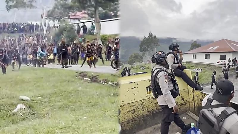 مواجهة مريبة بين الشرطة الإندونيسية وقبائل بدائية معزولة..فيديو