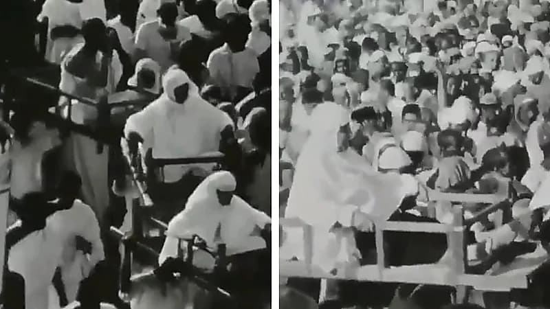 مشهد نادر من الحج قبل 65 عامًا يظهر شبرية الحجاج أثناء المناسك