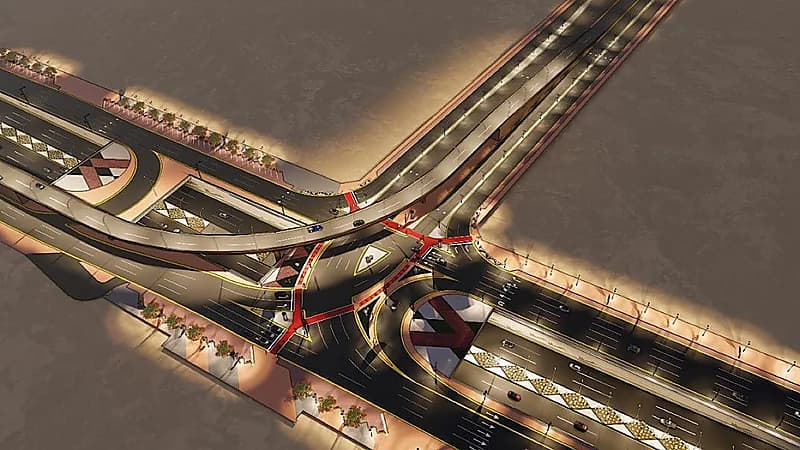 جانب من أعمال تطوير طريق النفود في الرياض .. صور